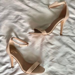 Nude Ankle Strap Stiletto Heels